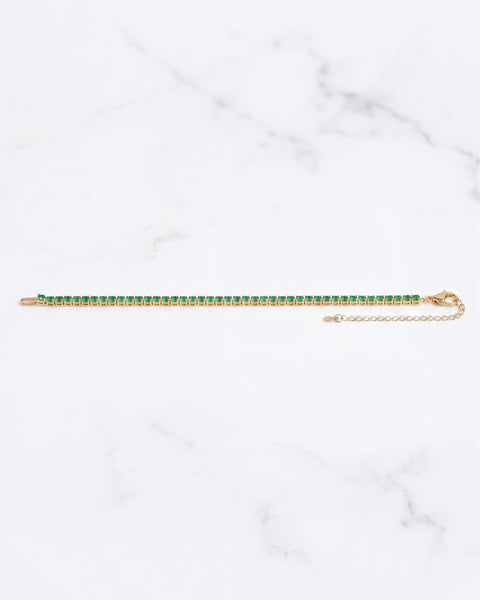 PULSERA TENIS VERDE ESMERALDA 17+5CM