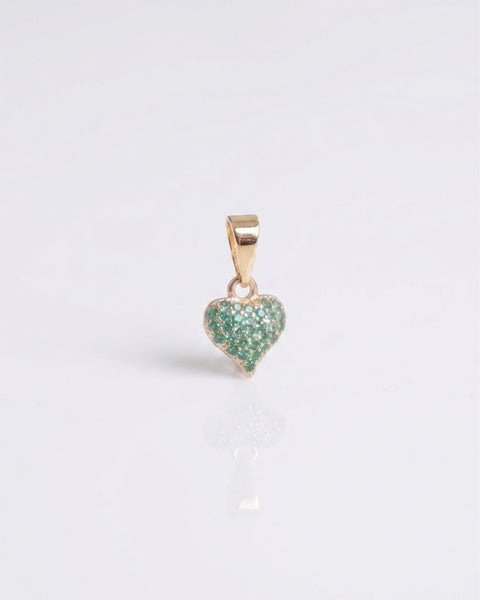 DIJE CORAZON ESMERALDA PUNTOS 1CM