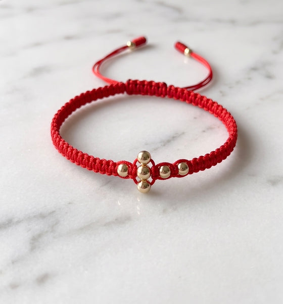 BRAZALETE CRUZ 4MM ROJO