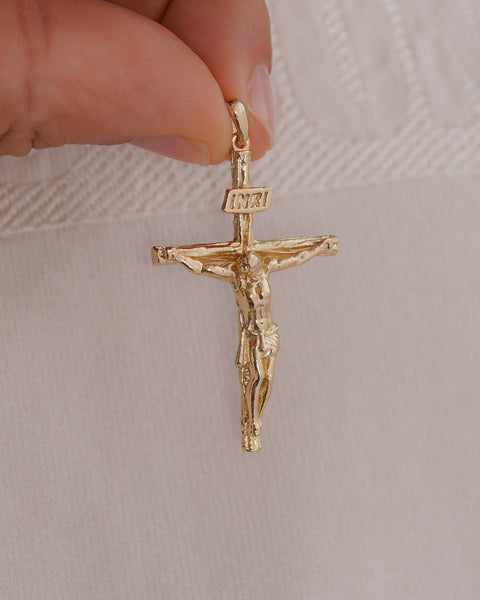 DIJE CRISTO MADERO CRUZ INRI 5CM