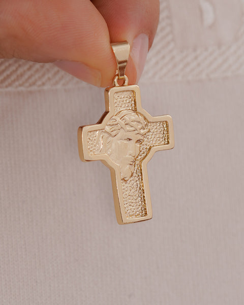 DIJE CRUZ ROSTRO JESUS 3CM