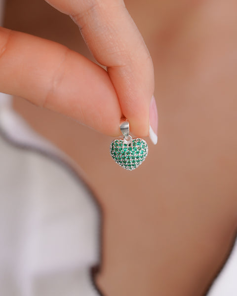 DIJE CORAZÓN VERDE ESM 2.1CM PLATA ITA