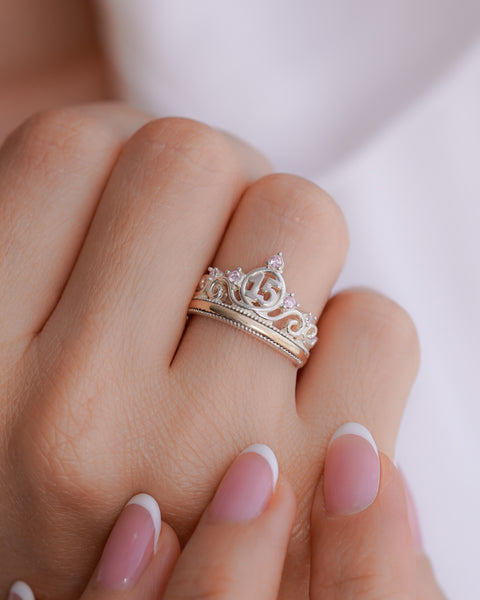 ANILLO CORONA 15 PLATA ITA