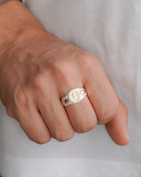ANILLO SAN BENITO PLATA ORO PLATA ITA