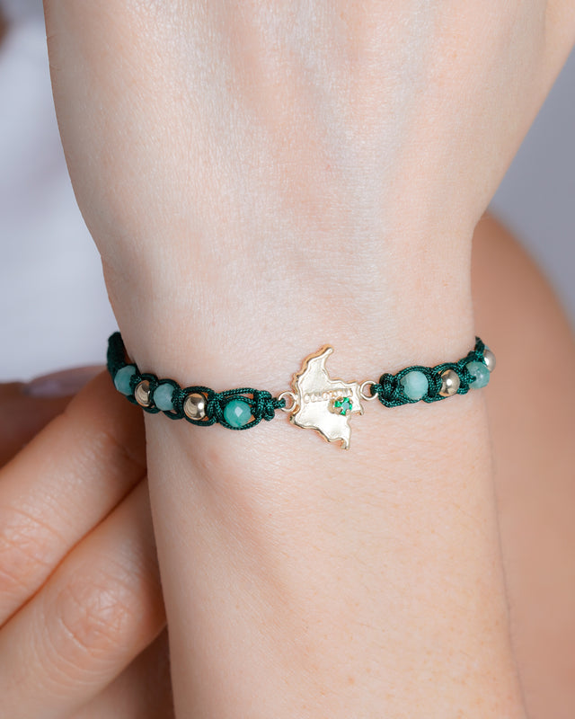 BRAZALETE MORALLA DE ESMERALDA COLOMBIA 4MM ORO L