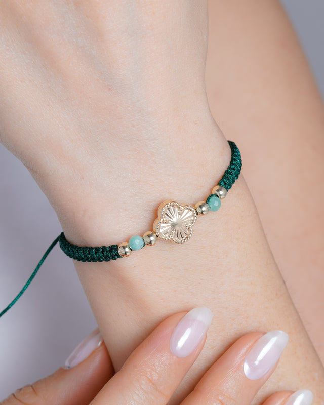 BRAZALETE MORALLA DE ESMERALDA TREBOL 4MM ORO L